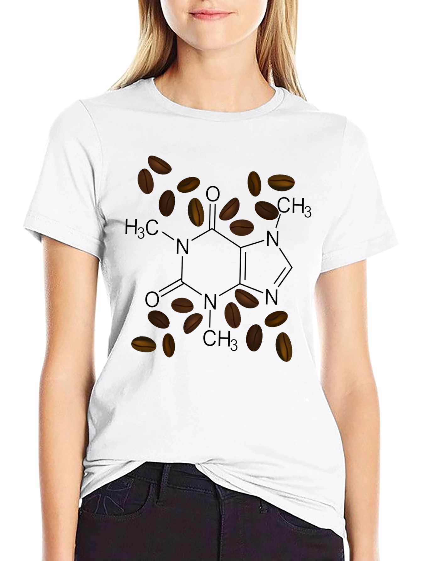 Coffee Molecule T-Shirt - Caffeine Structure Tee