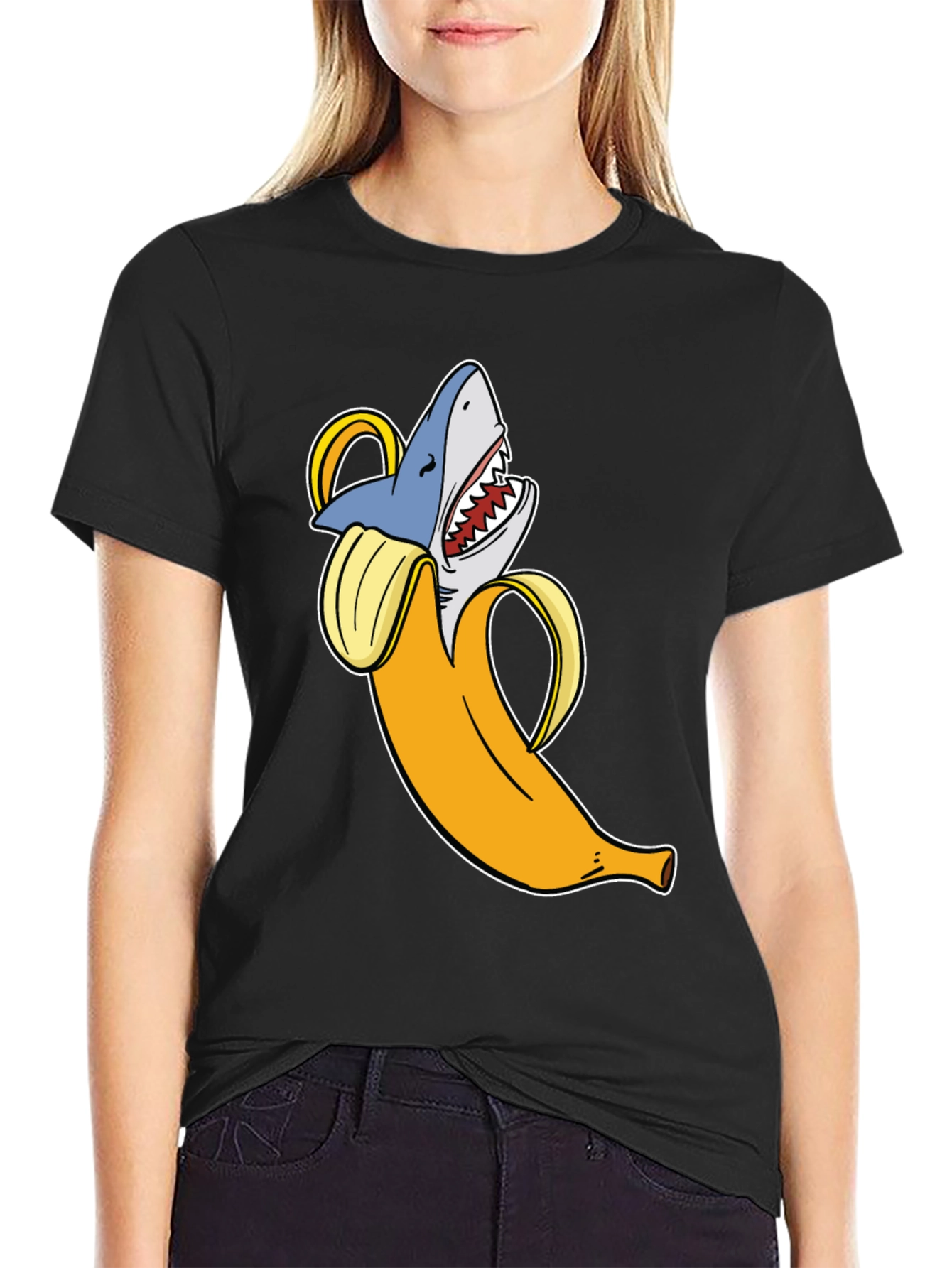 Banana Shark Graphic T-Shirt - Novelty Humor Tee