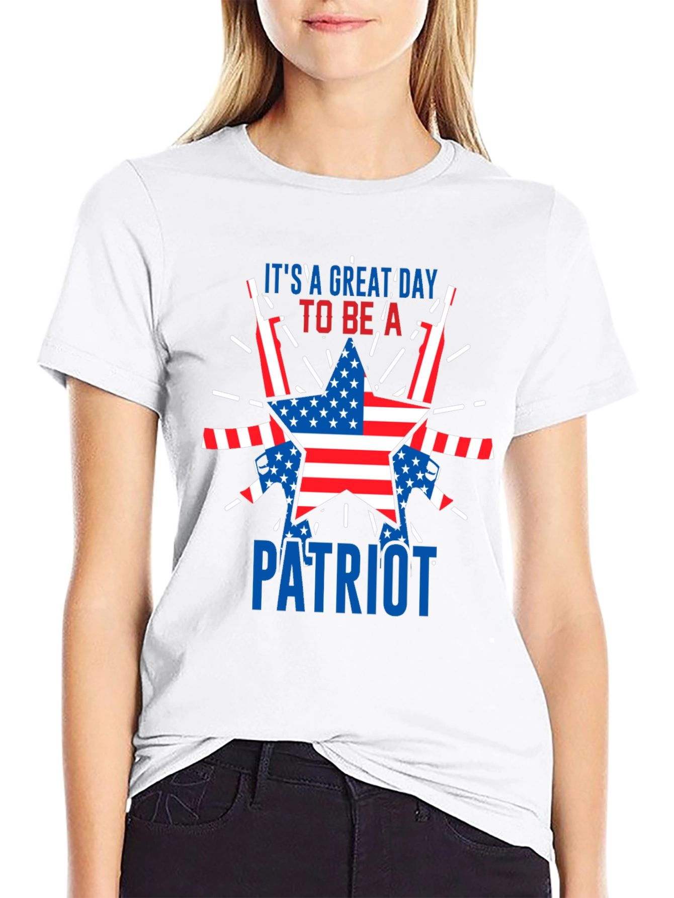 Patriotic USA Flag Star Graphic T-Shirt
