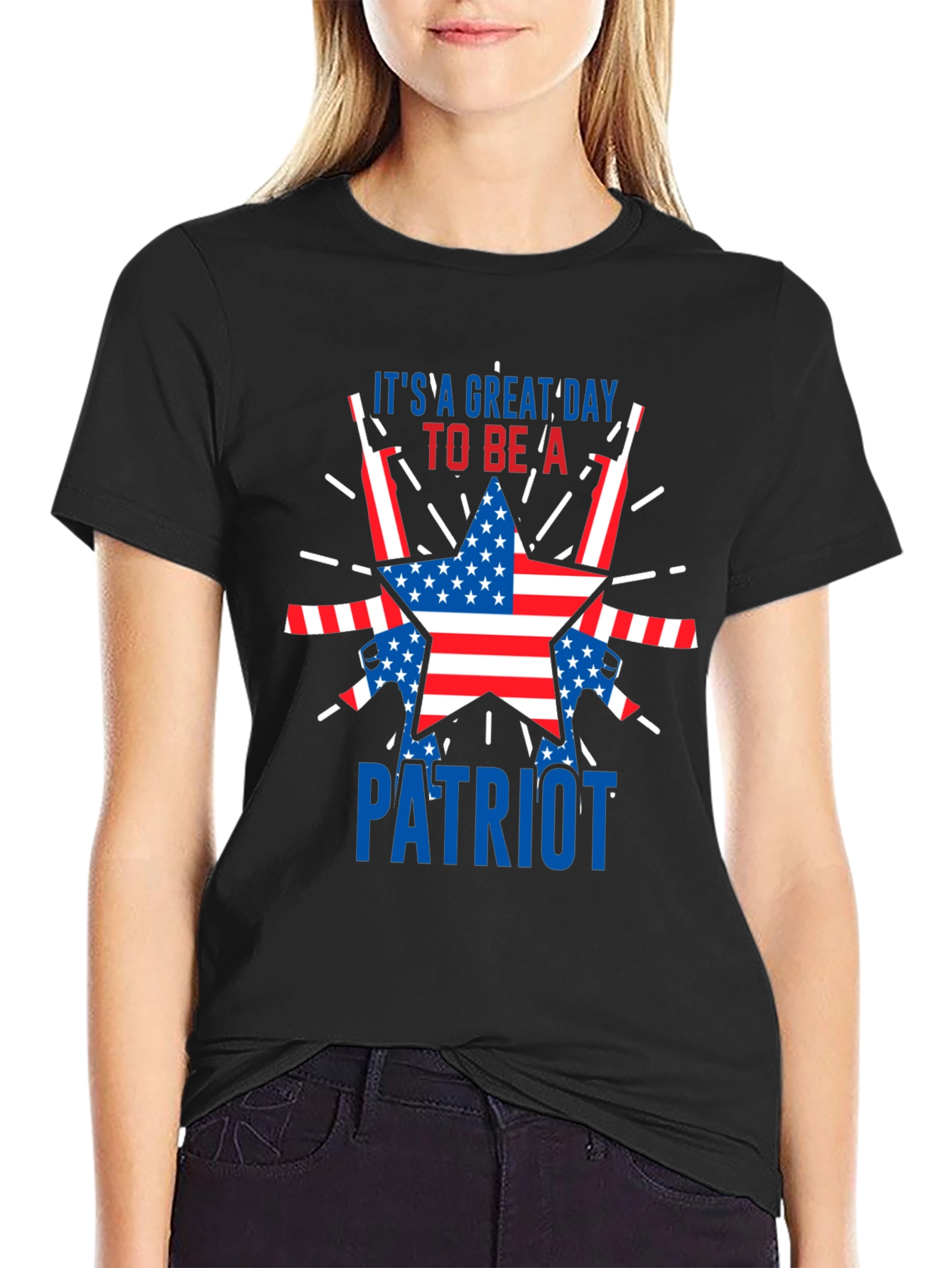 Patriotic USA Flag Star Graphic T-Shirt