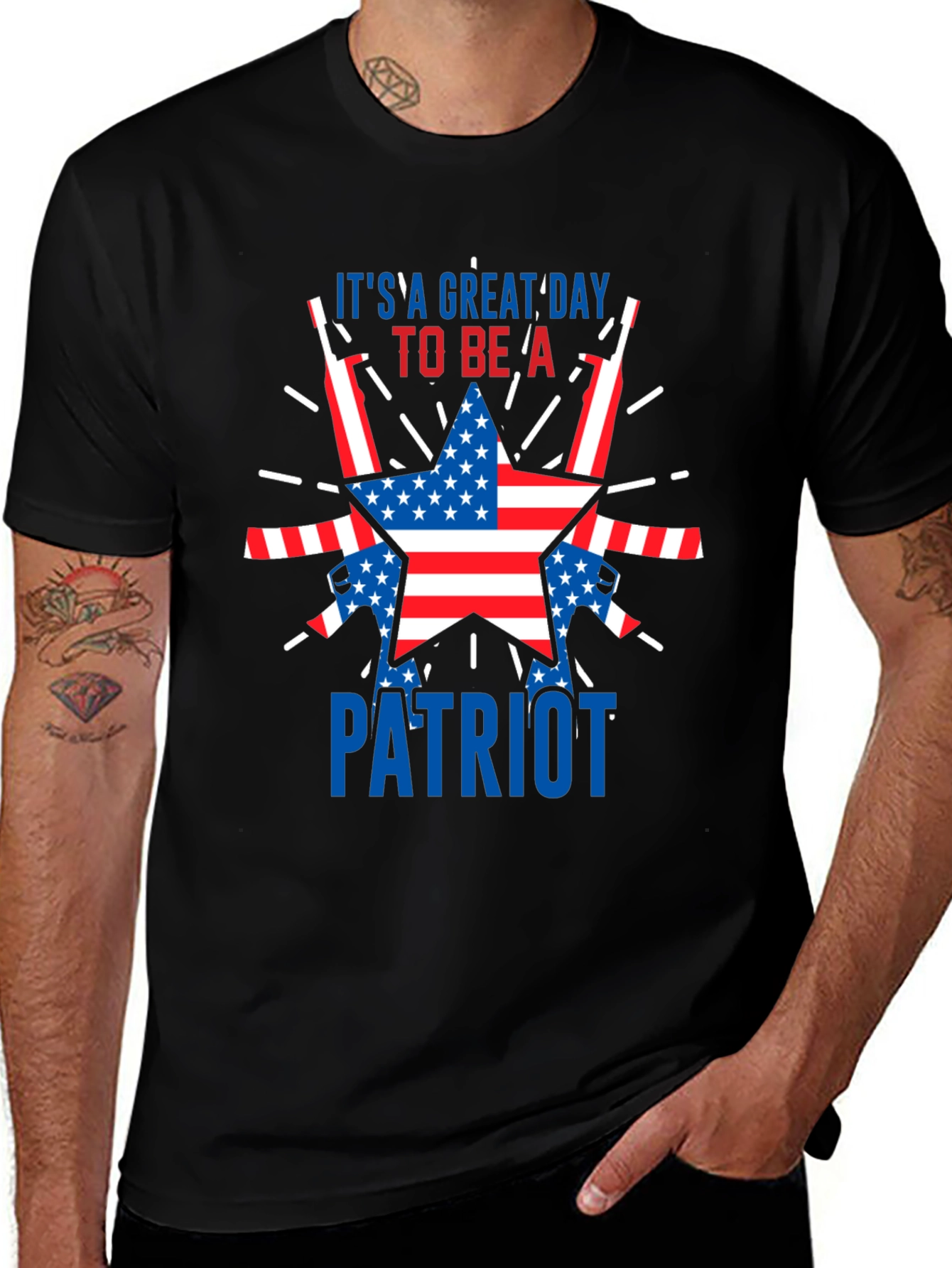Patriotic USA Flag Star Graphic T-Shirt