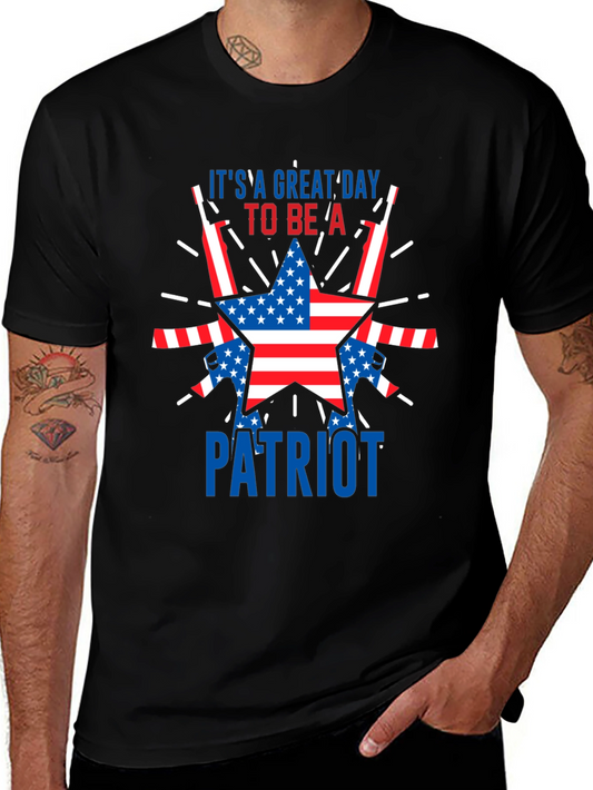 Patriotic USA Flag Star Graphic T-Shirt