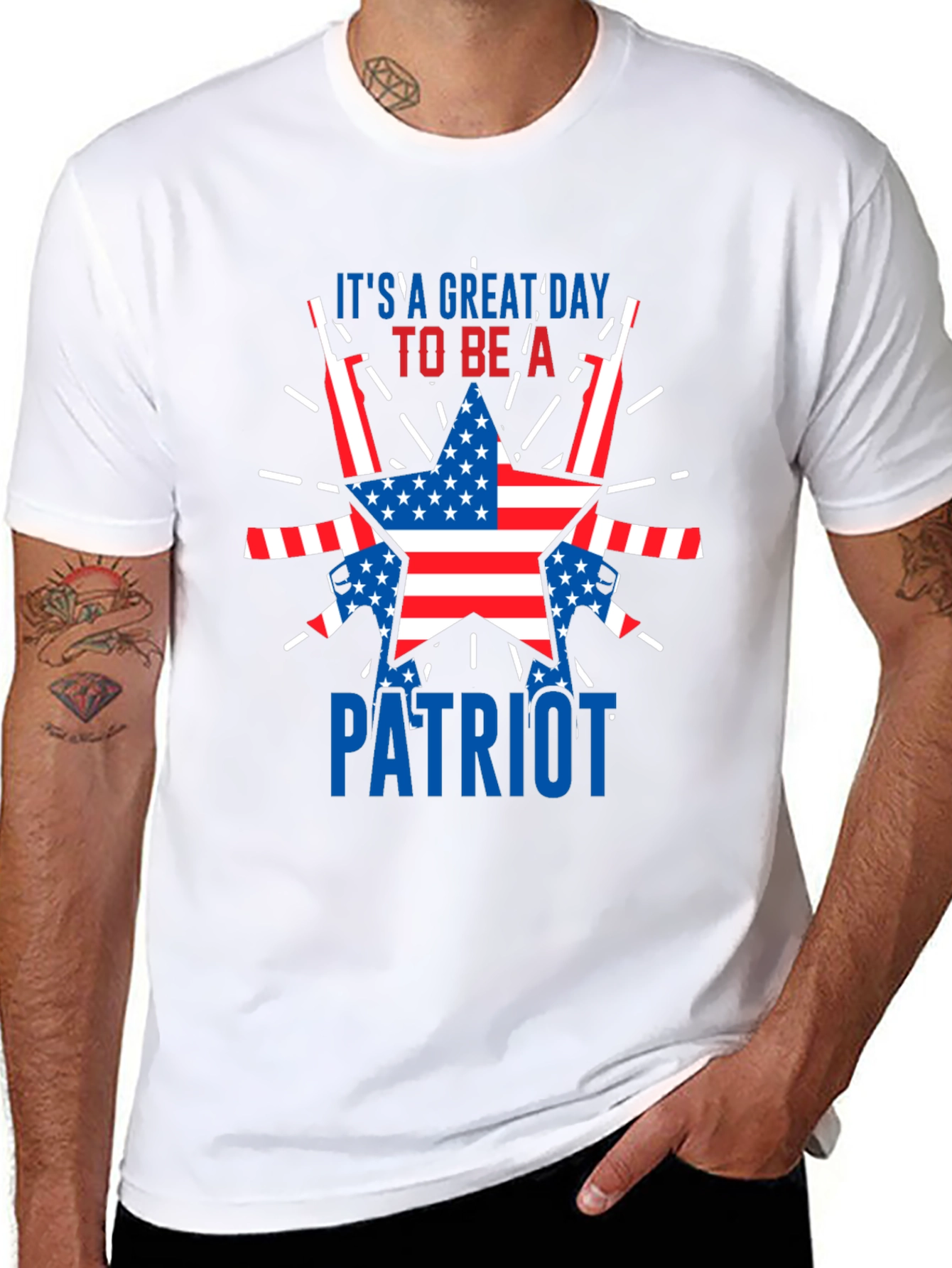 Patriotic USA Flag Star Graphic T-Shirt