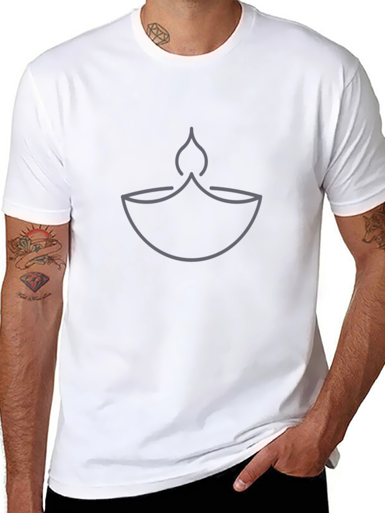 Minimalist Diwali Lamp Graphic T-Shirt
