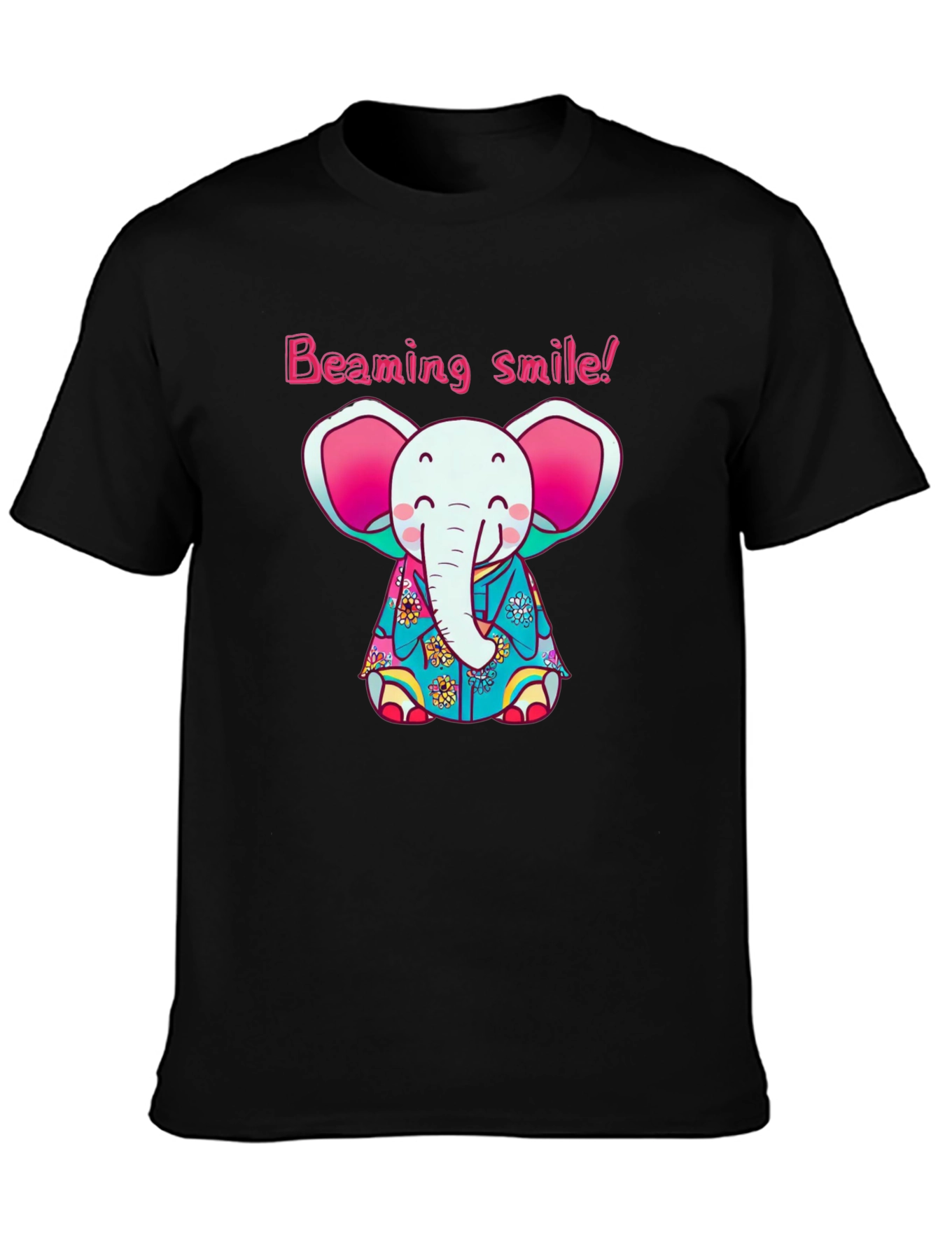 Cute Elephant Beaming Smile! Black T-Shirt