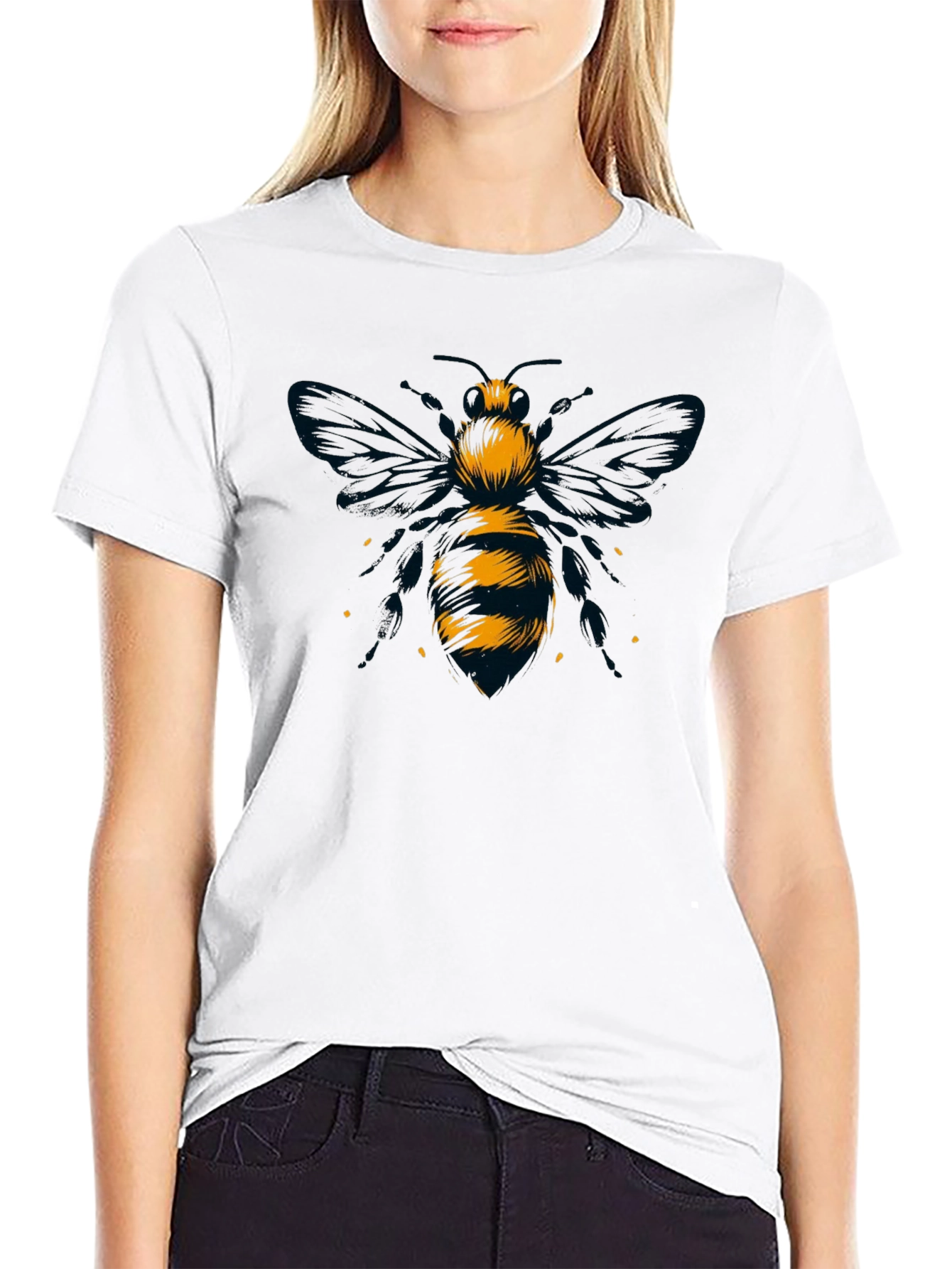 Bee Graphic Tee - Black Cotton T-Shirt