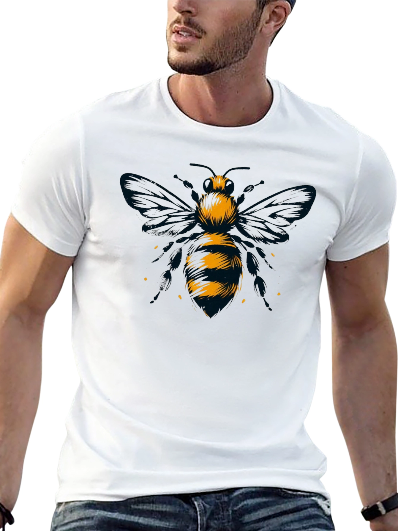 Bee Graphic Tee - Black Cotton T-Shirt