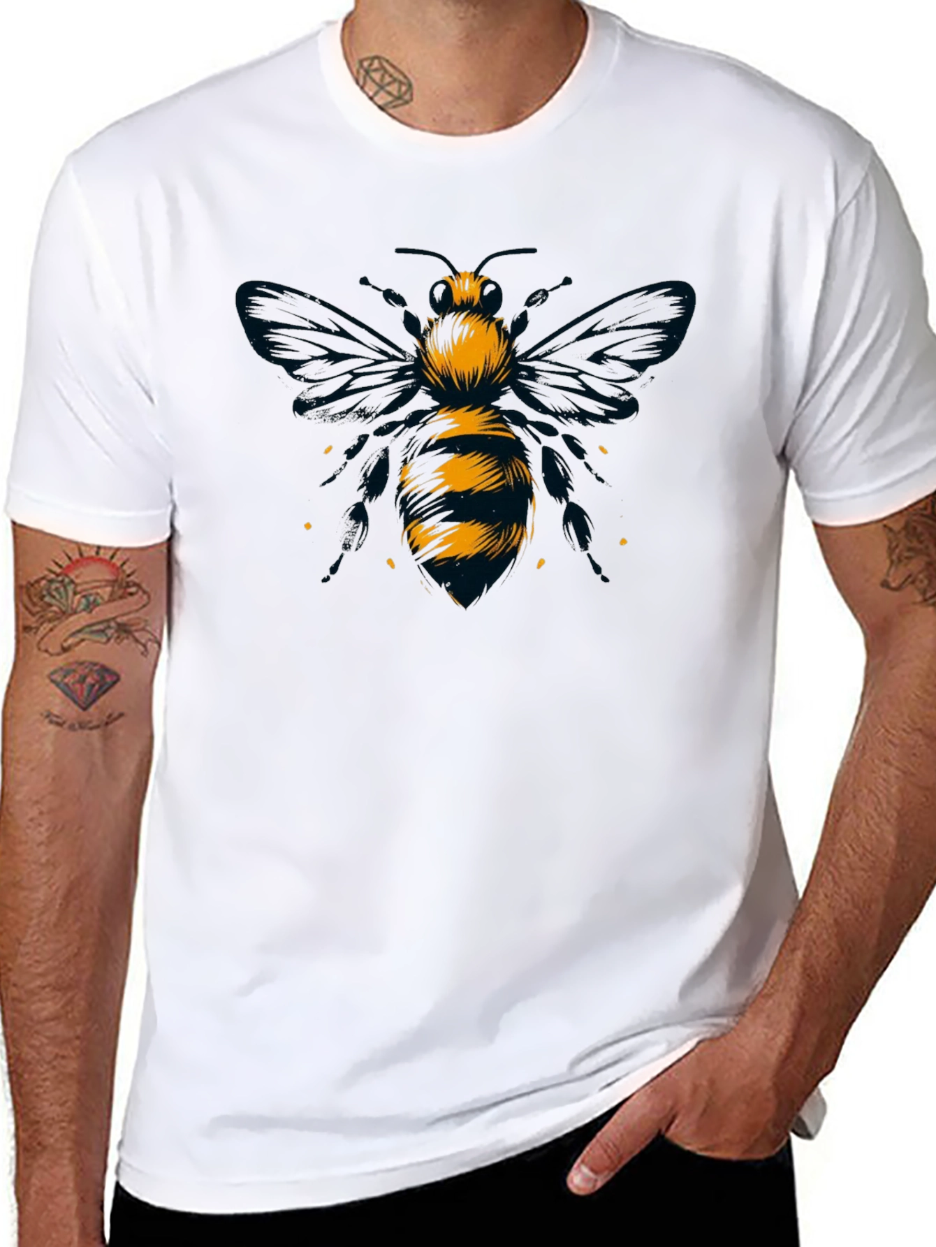 Bee Graphic Tee - Black Cotton T-Shirt