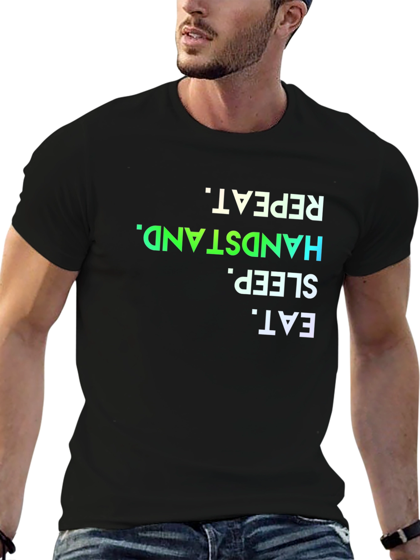 Eat Sleep Handstand Repeat Black T-Shirt