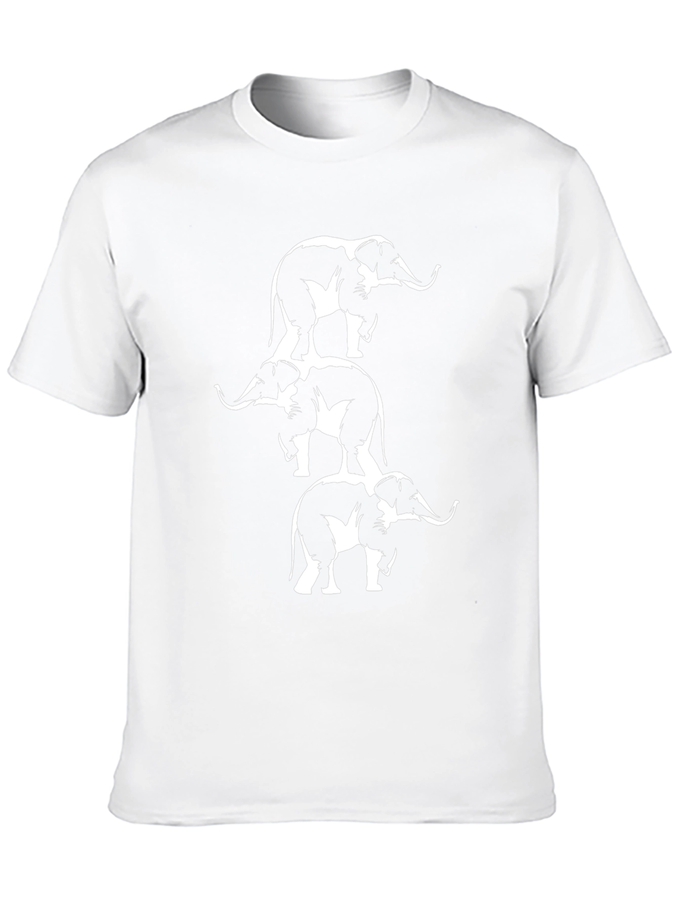 Stacked Elephant Graphic Tee - Black Cotton T-Shirt