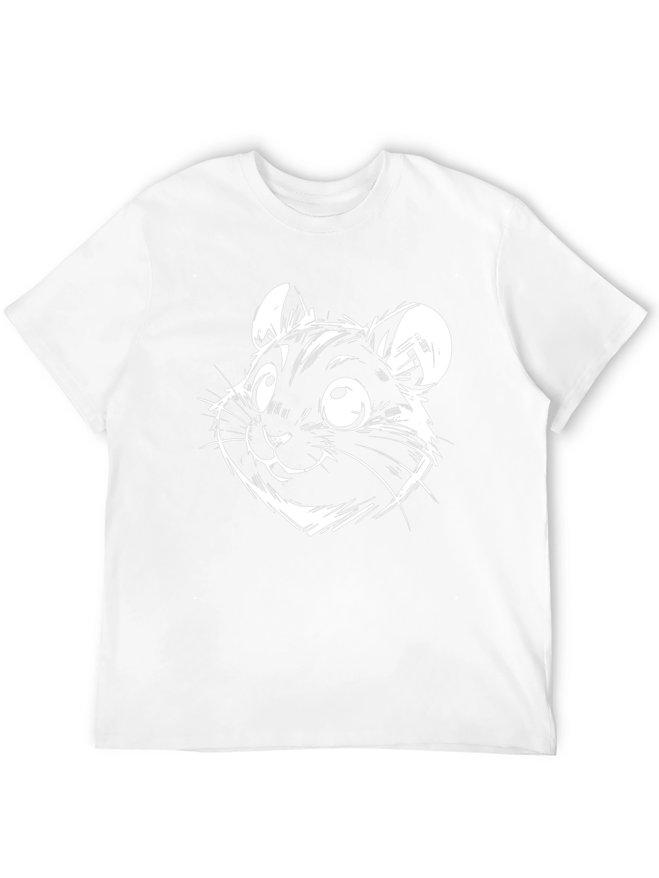 Cartoon Hamster Graphic Tee - Black Cotton