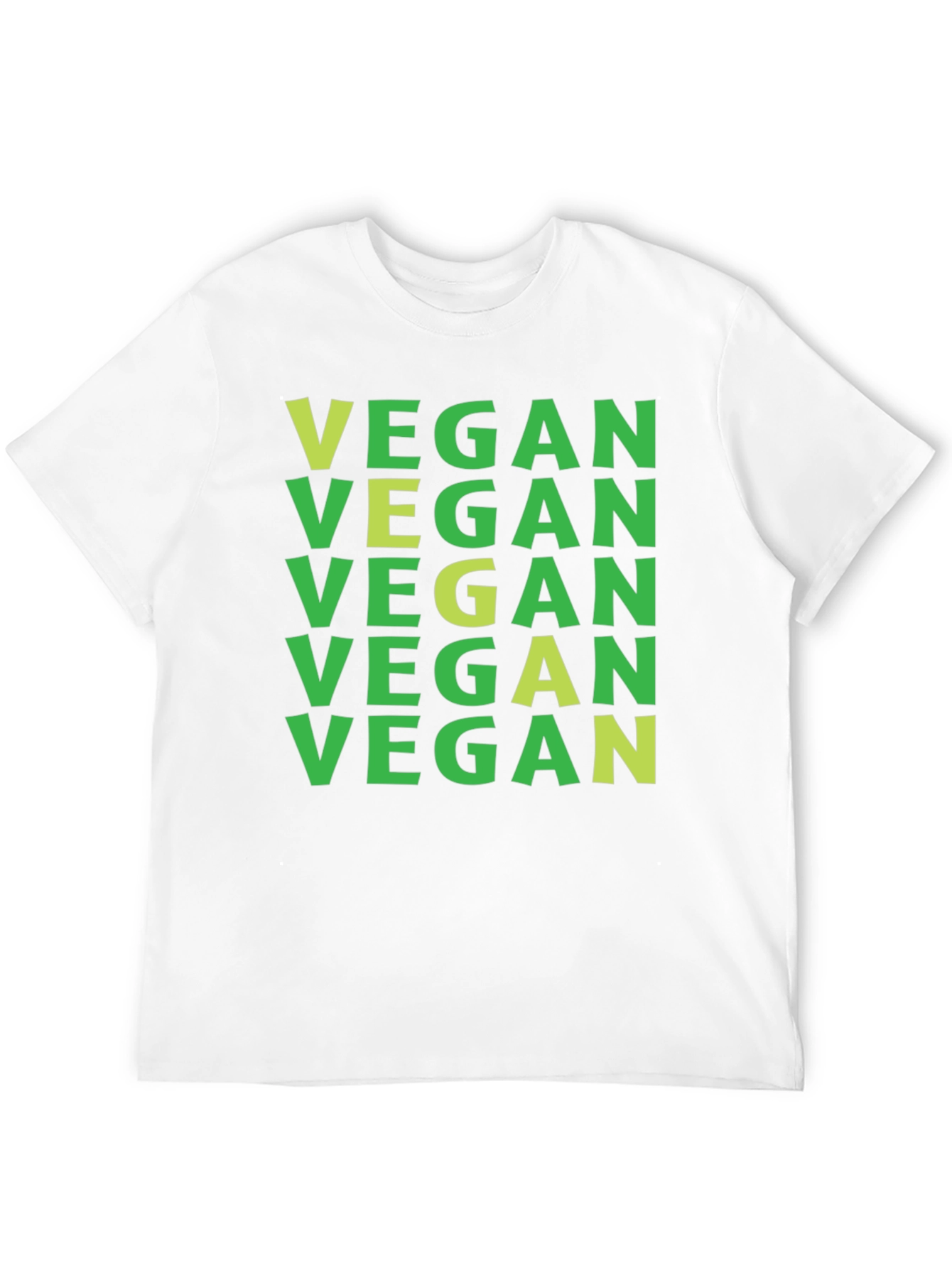 Vegan T-Shirt: Green on Black Repeat Print