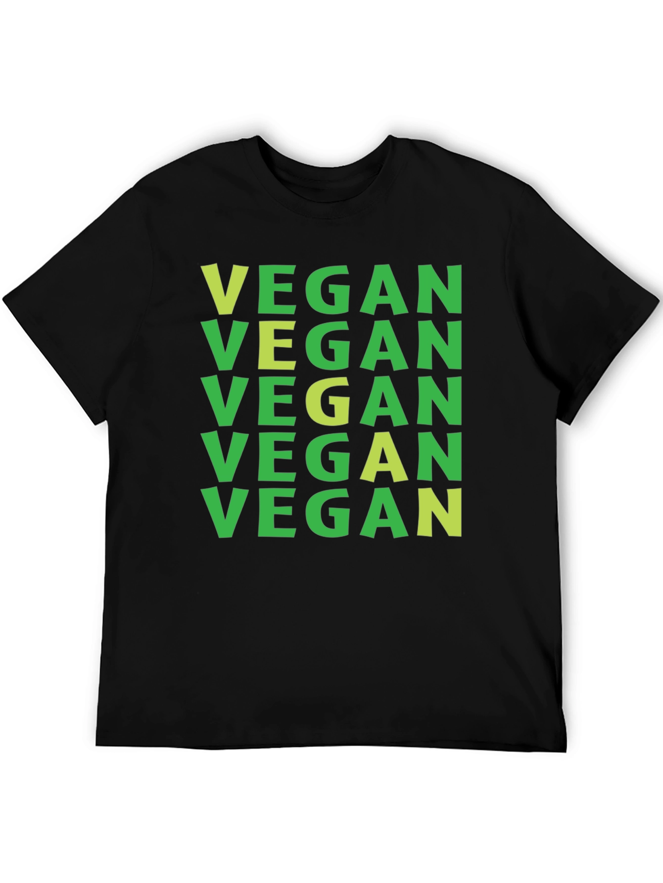 Vegan T-Shirt: Green on Black Repeat Print