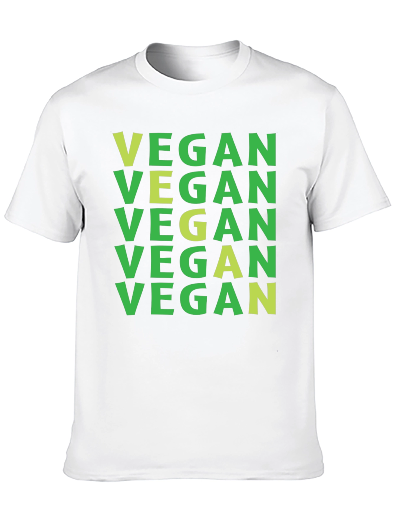 Vegan T-Shirt: Green on Black Repeat Print