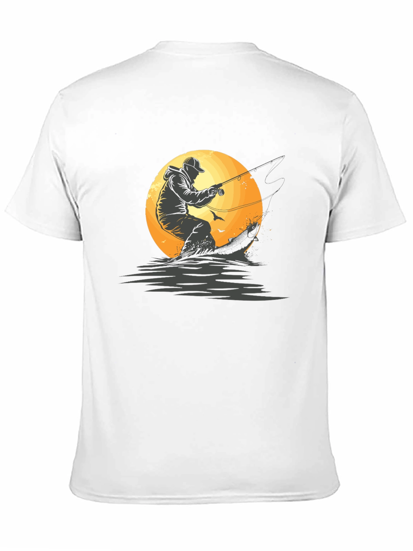 Fisherman Graphic Tee - Black Cotton T-Shirt