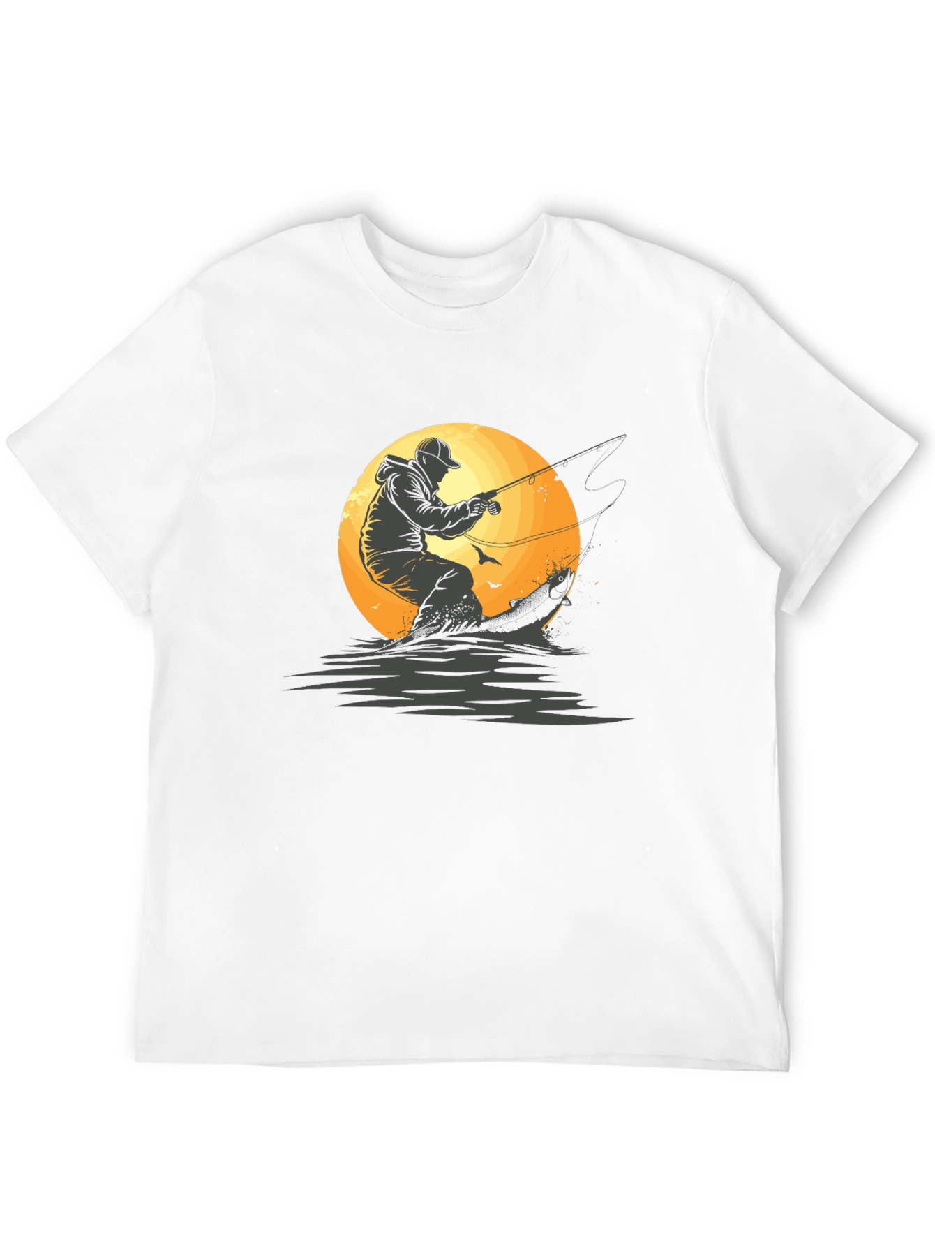 Fisherman Graphic Tee - Black Cotton T-Shirt
