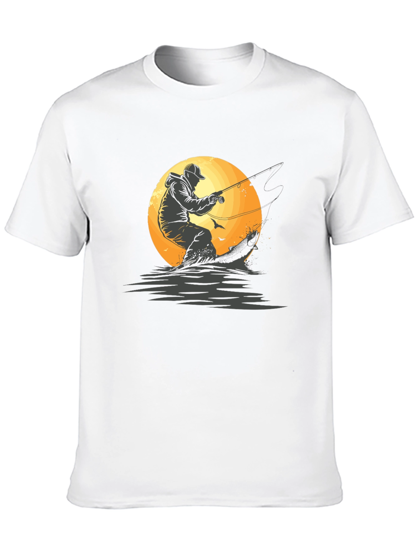 Fisherman Graphic Tee - Black Cotton T-Shirt