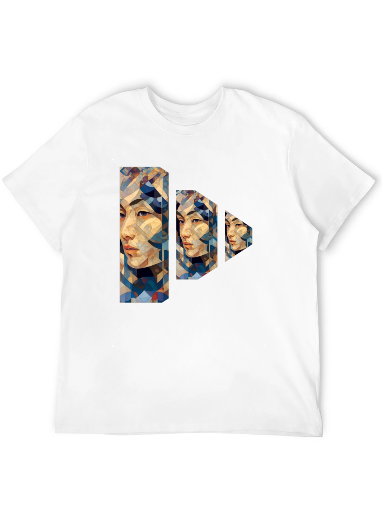 Abstract Geometric Portrait Black T-Shirt