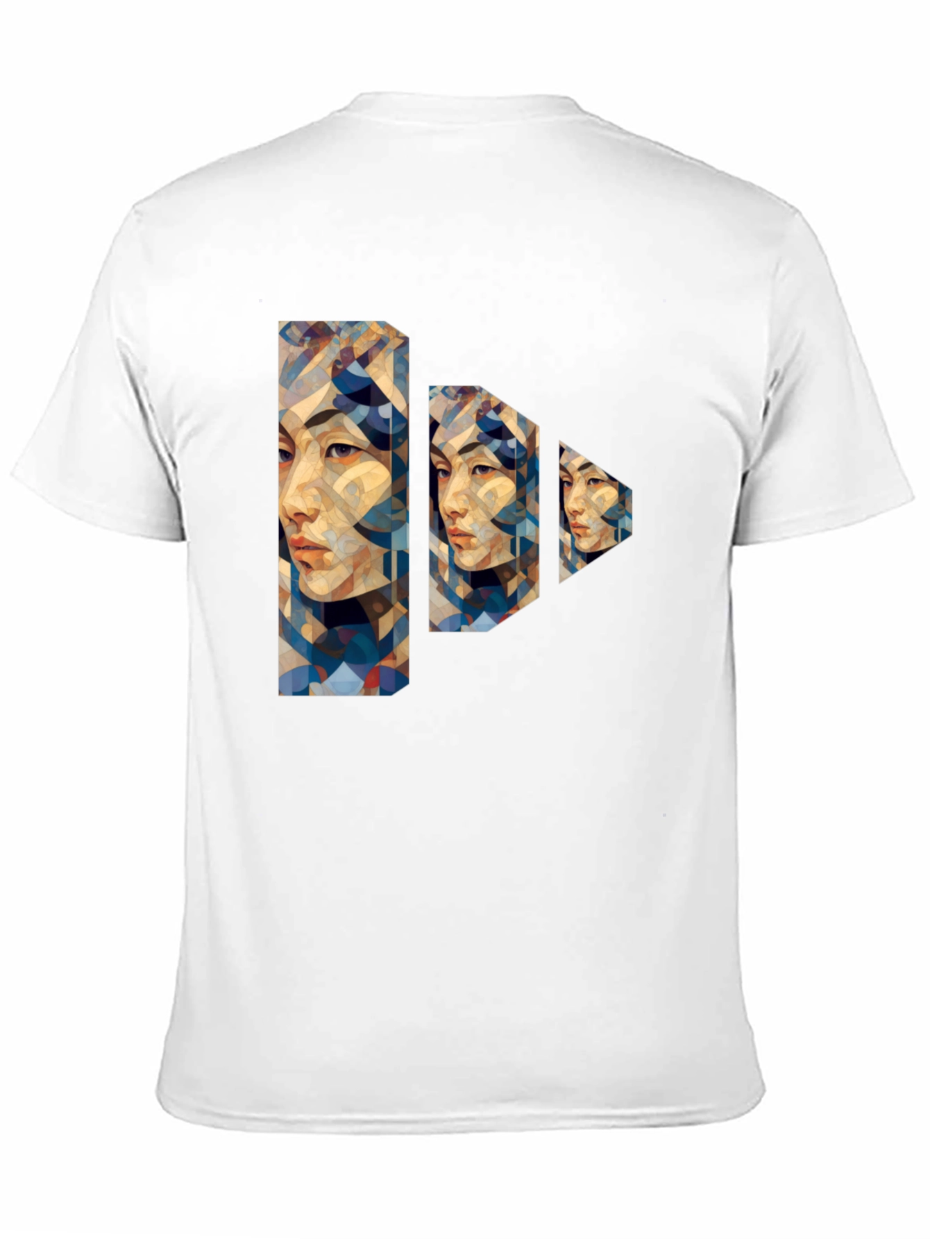 Abstract Geometric Portrait Black T-Shirt