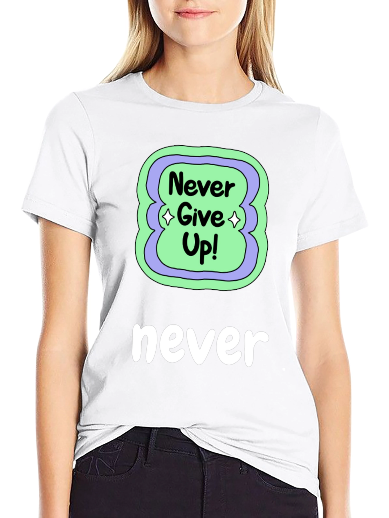 Never Give Up Black T-Shirt
