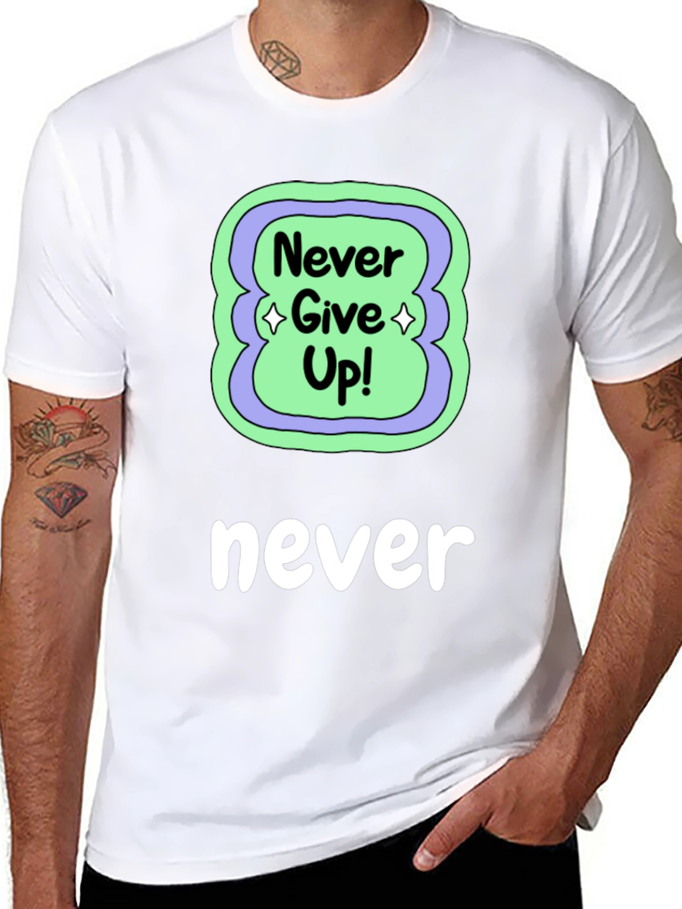 Never Give Up Black T-Shirt