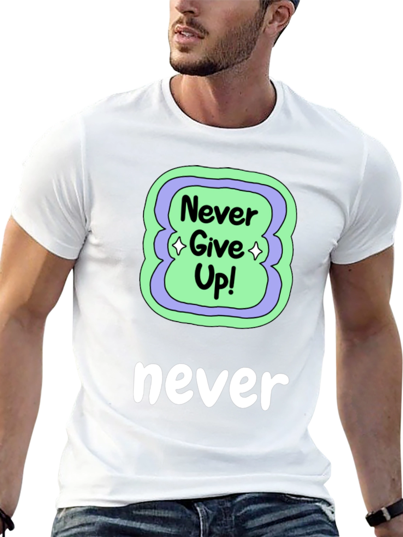 Never Give Up Black T-Shirt
