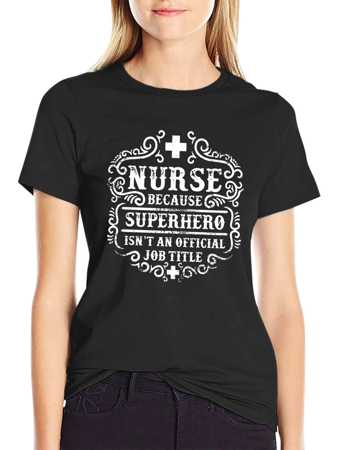 Nurse Superhero Graphic Tee - Black