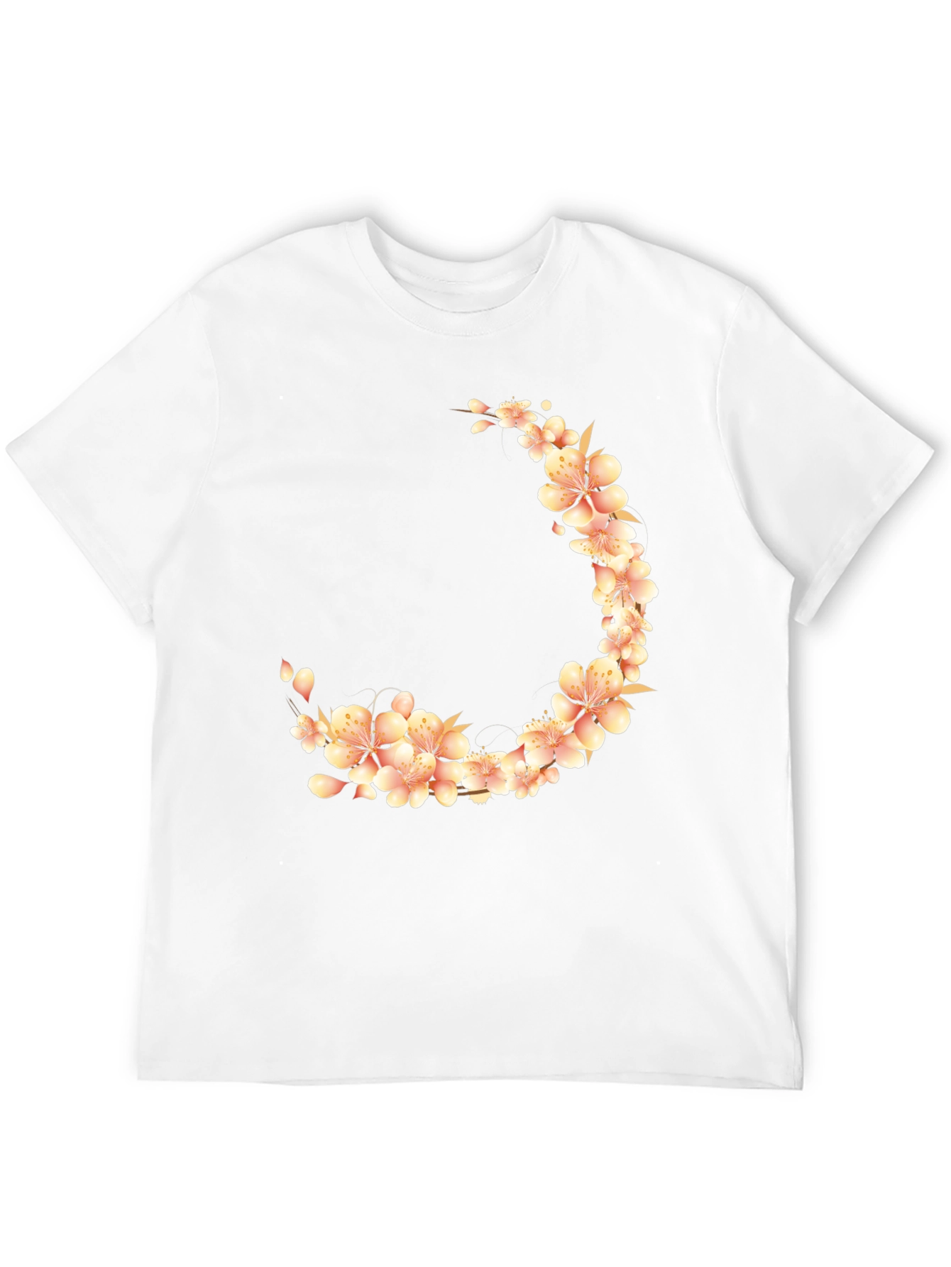 Floral Crescent Black T-Shirt
