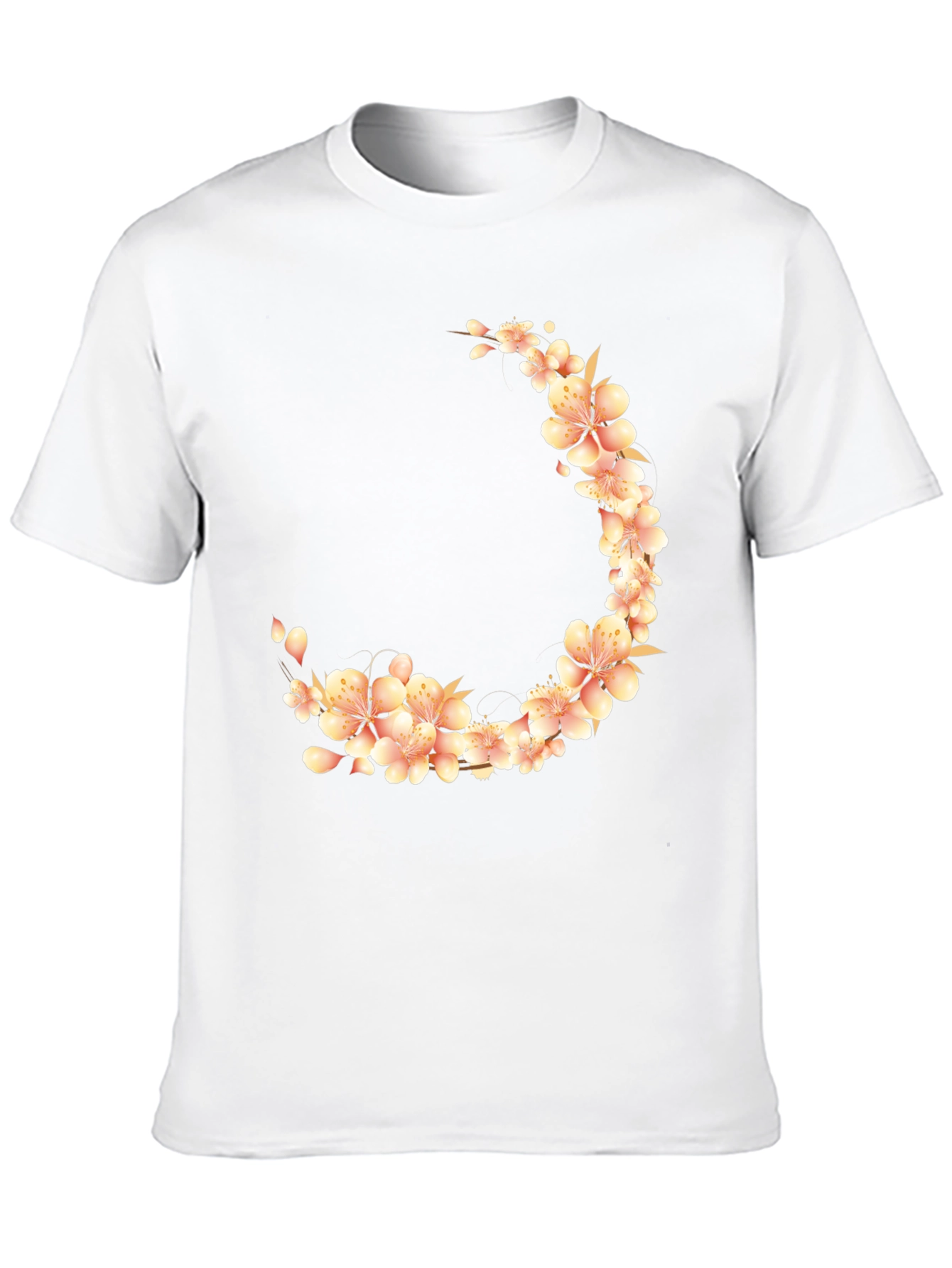Floral Crescent Black T-Shirt