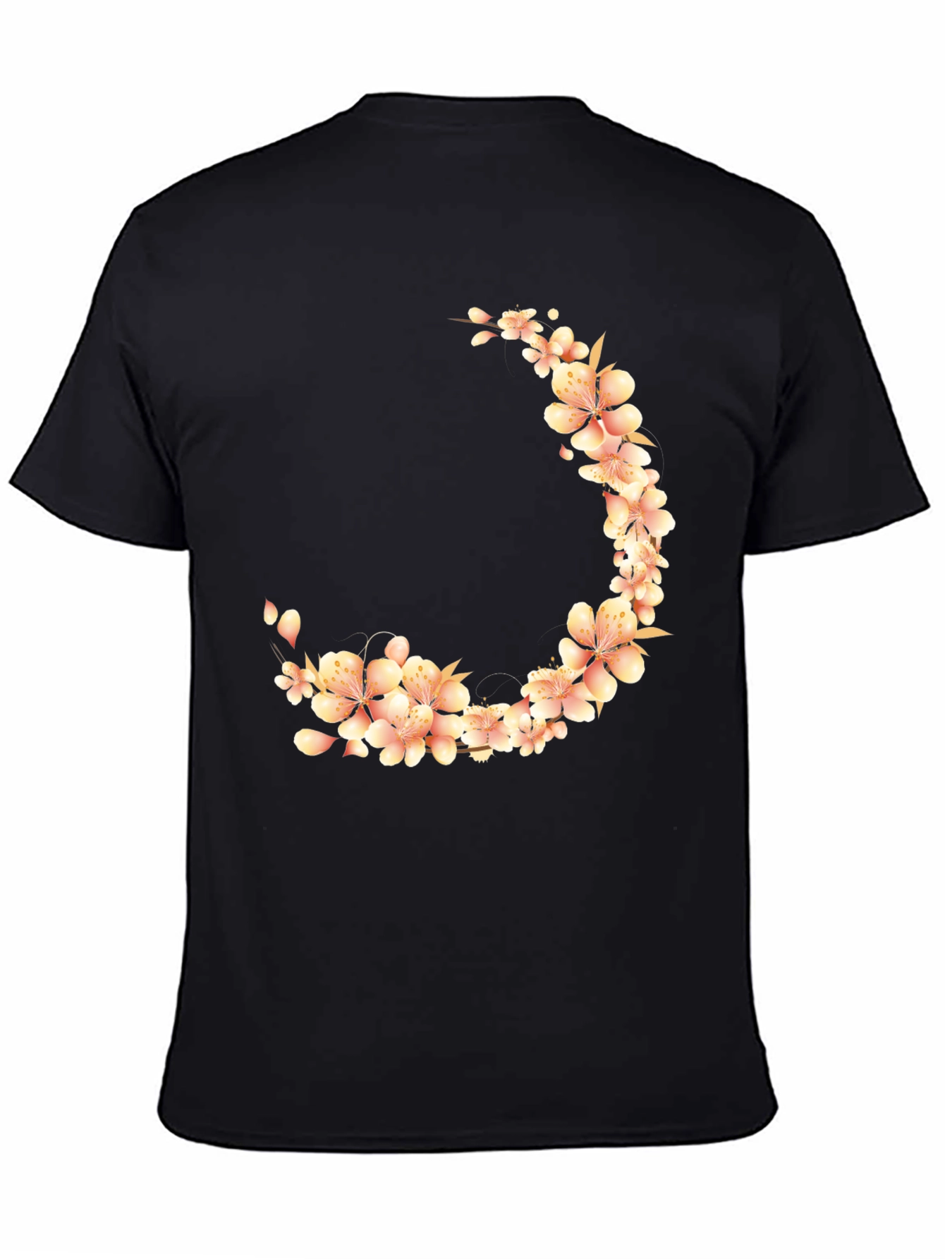 Floral Crescent Black T-Shirt