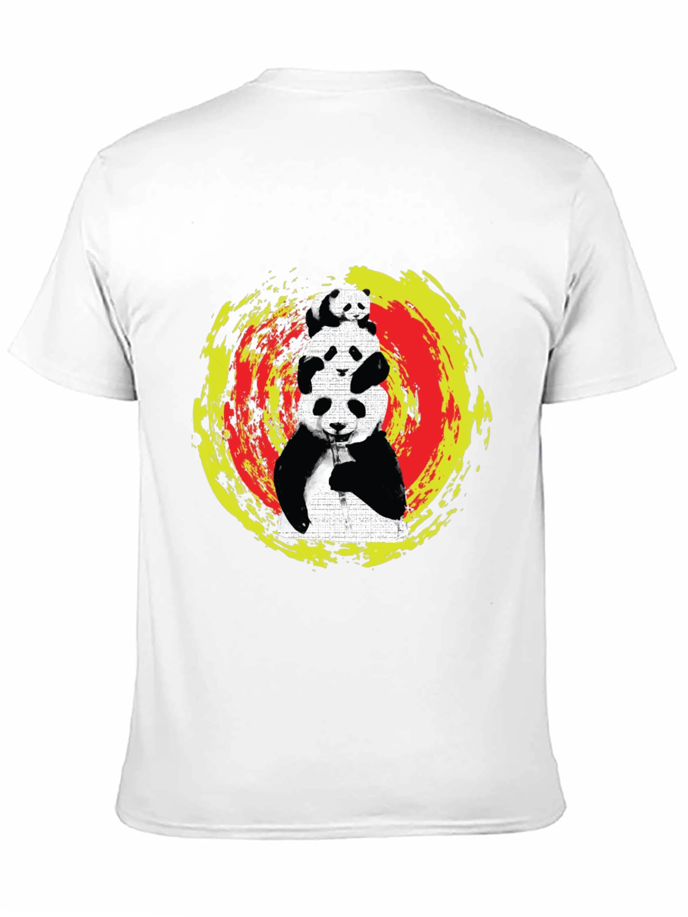 Stacked Panda Graphic Tee - Black Cotton Blend