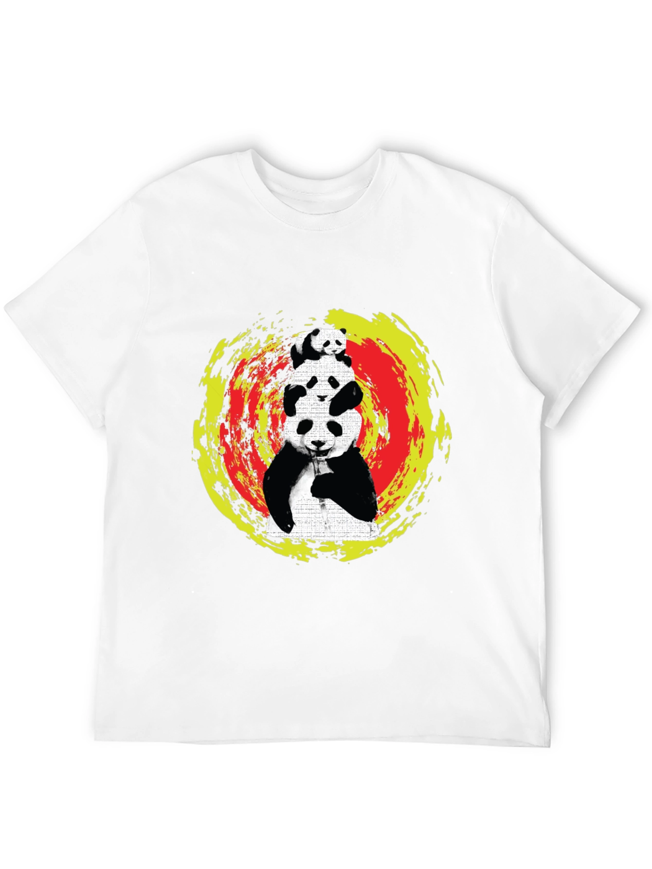 Stacked Panda Graphic Tee - Black Cotton Blend