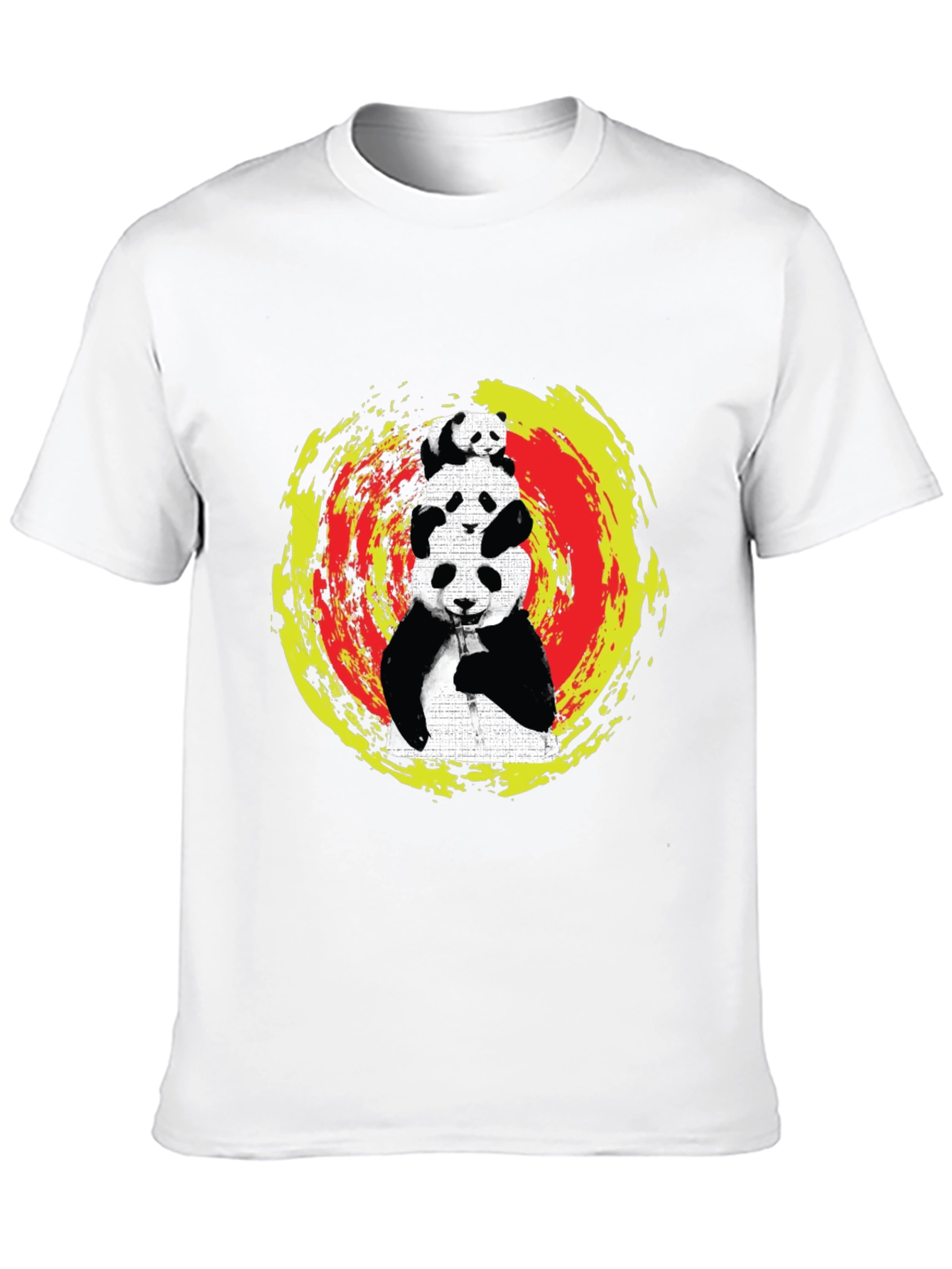 Stacked Panda Graphic Tee - Black Cotton Blend