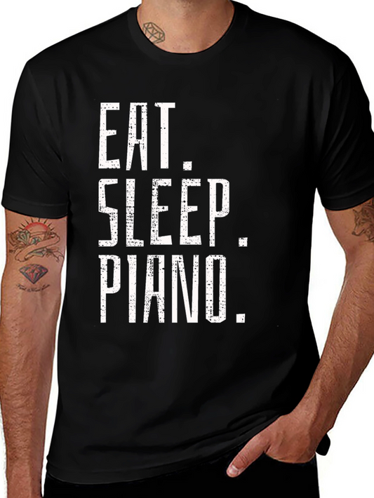 Eat Sleep Piano Black Graphic Tee