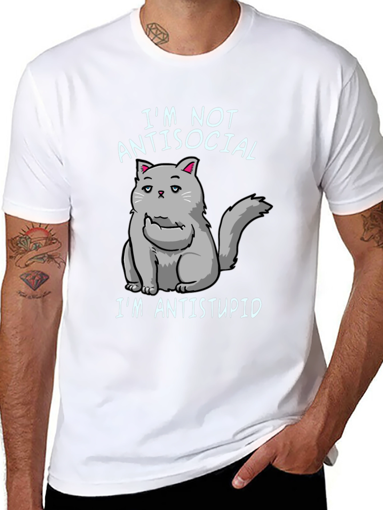 Im Not Antisocial Im Antistupid Cat T-Shirt