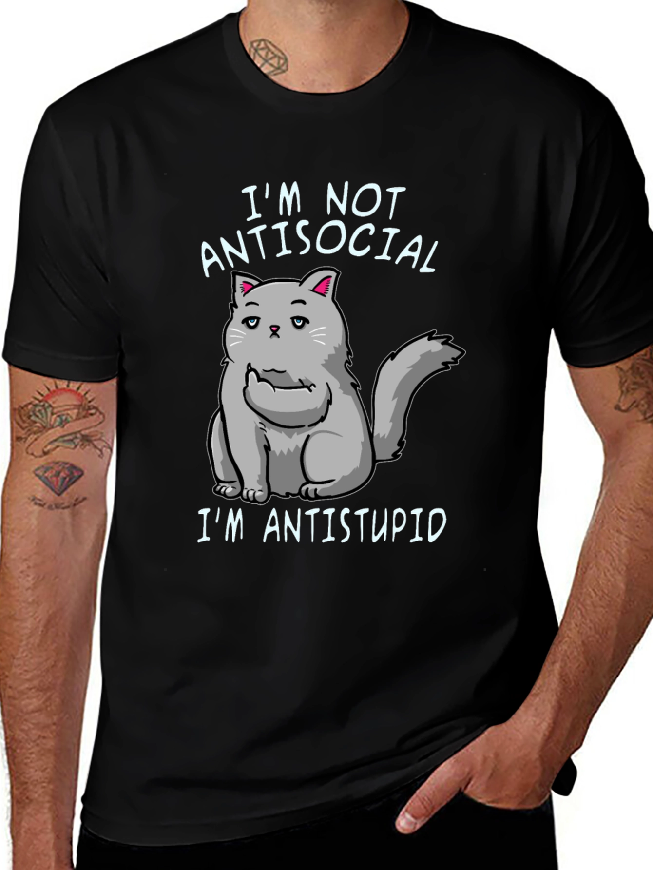 Im Not Antisocial Im Antistupid Cat T-Shirt