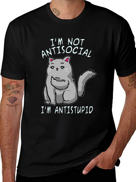 Im Not Antisocial Im Antistupid Cat T-Shirt