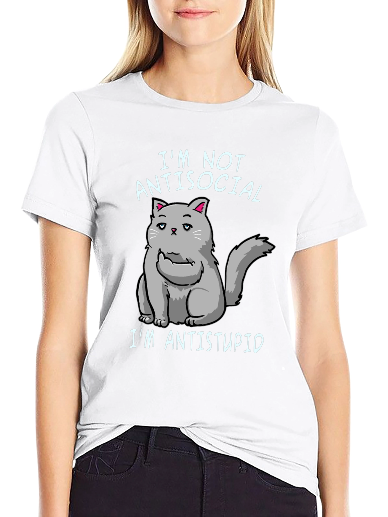 Im Not Antisocial Im Antistupid Cat T-Shirt
