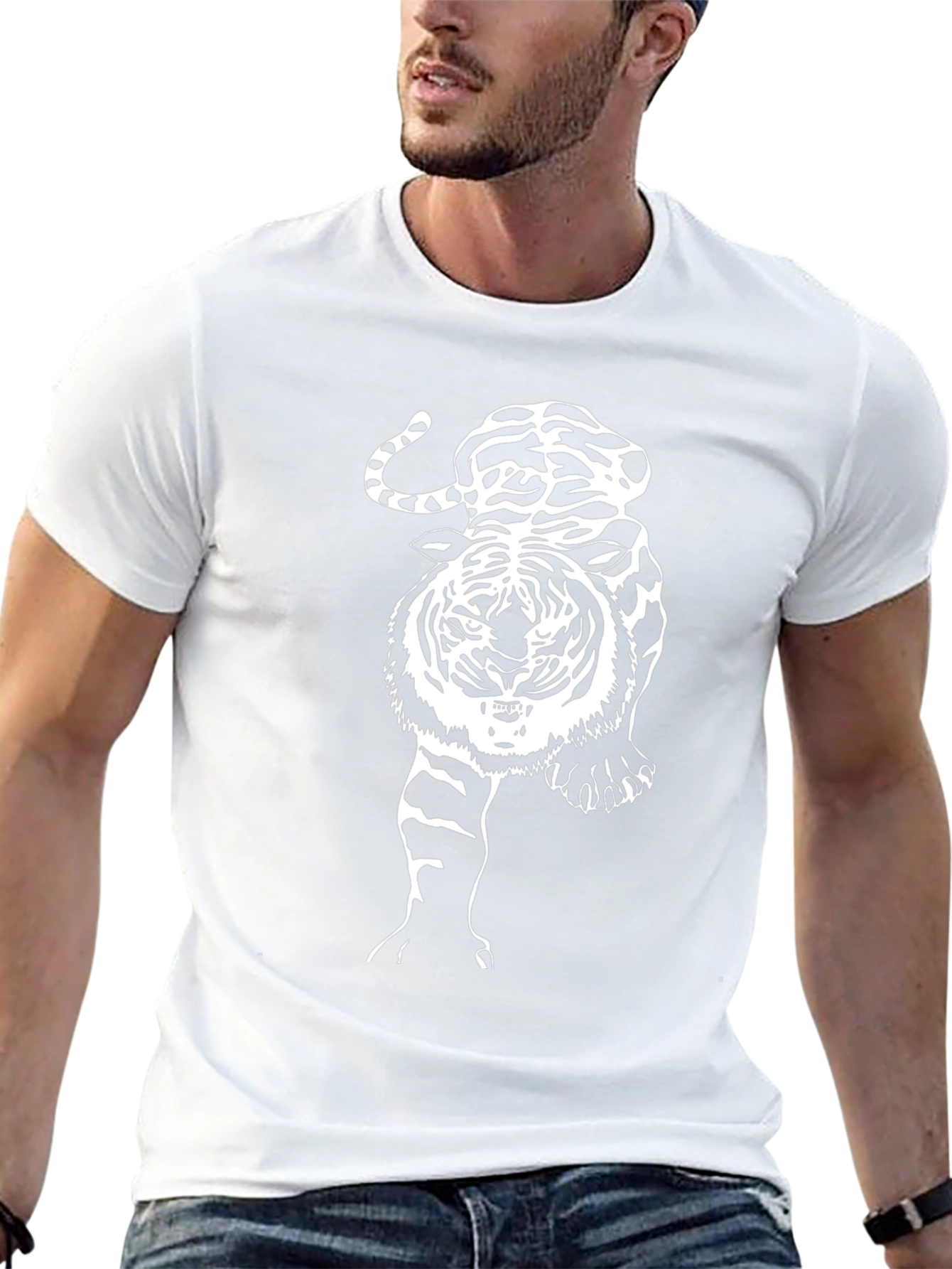 Tiger Graphic Print Mens Black T-Shirt