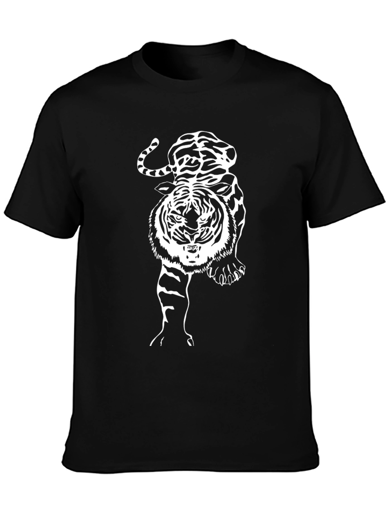 Tiger Graphic Print Mens Black T-Shirt