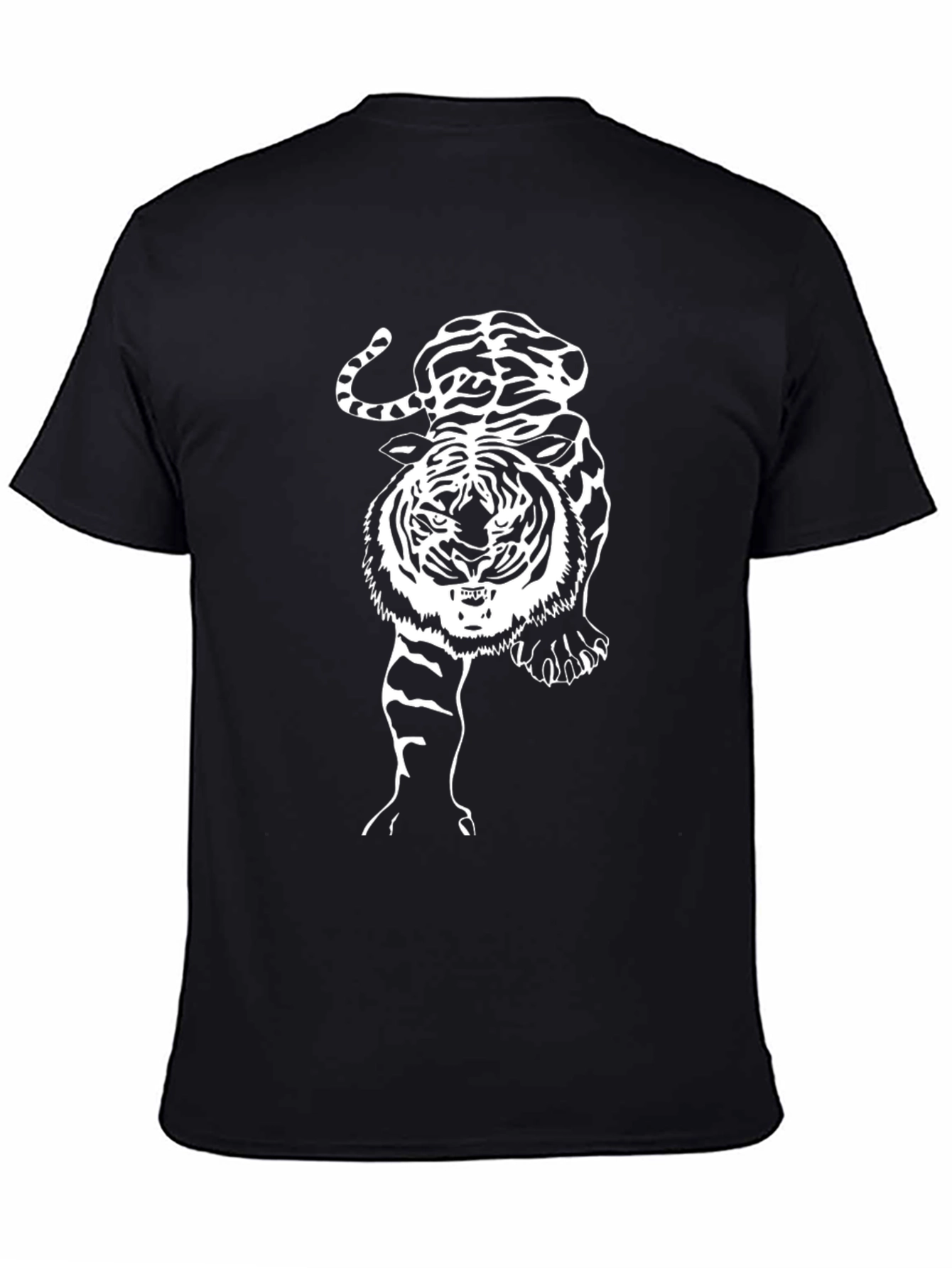 Tiger Graphic Print Mens Black T-Shirt