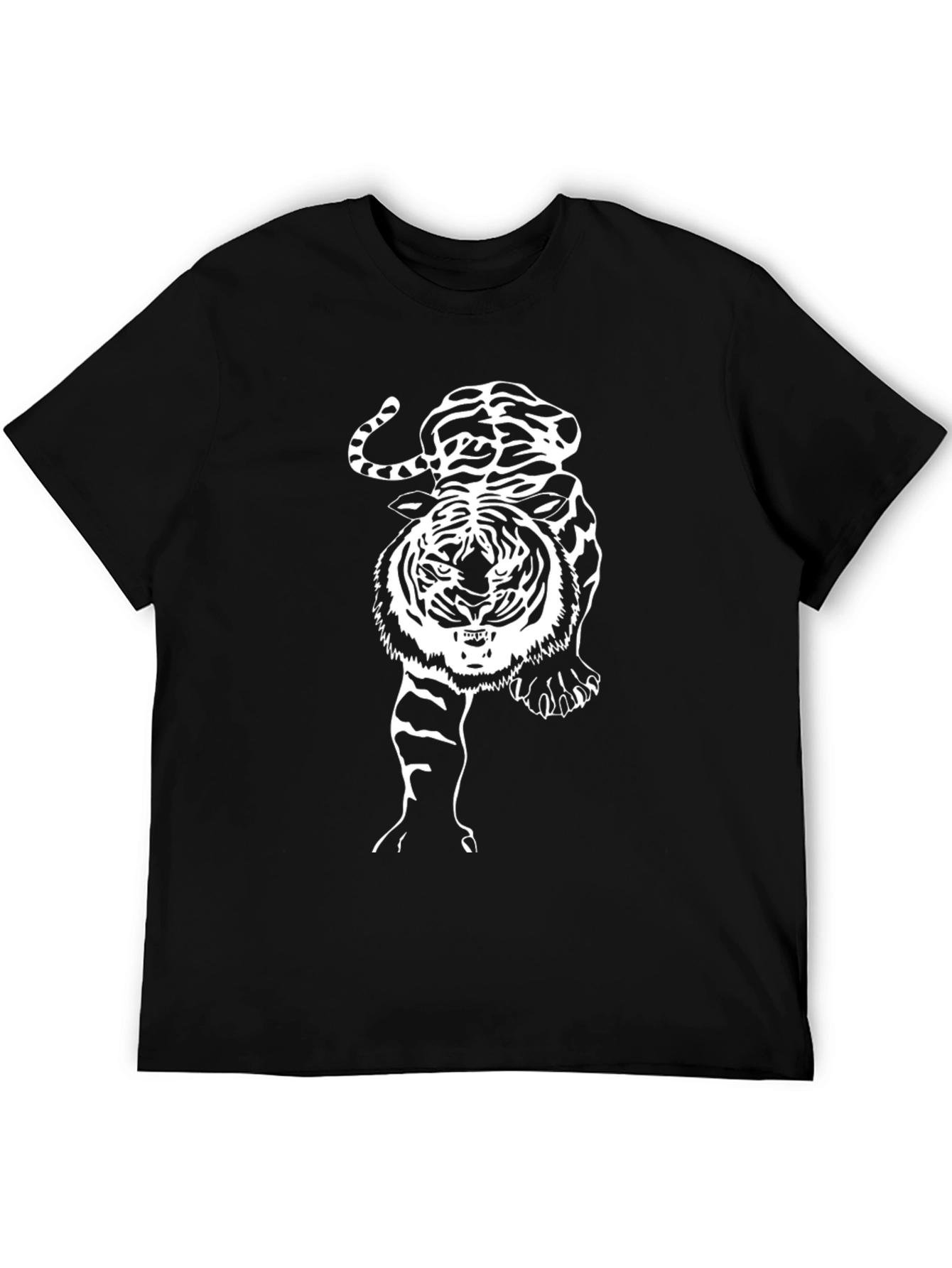 Tiger Graphic Print Mens Black T-Shirt