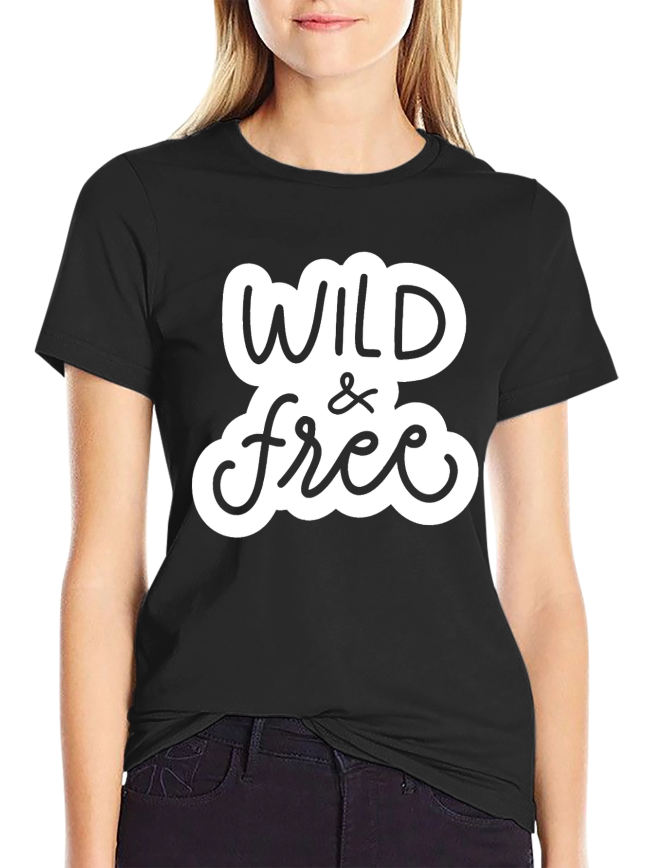 Wild & Free Graphic Tee - Stylish Black T-Shirt