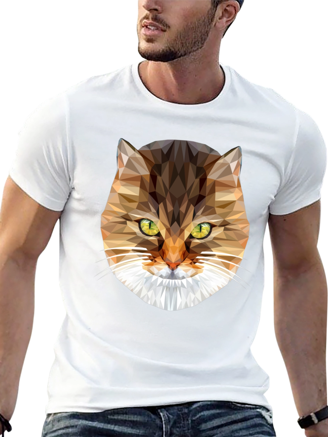 Geometric Cat Graphic T-Shirt