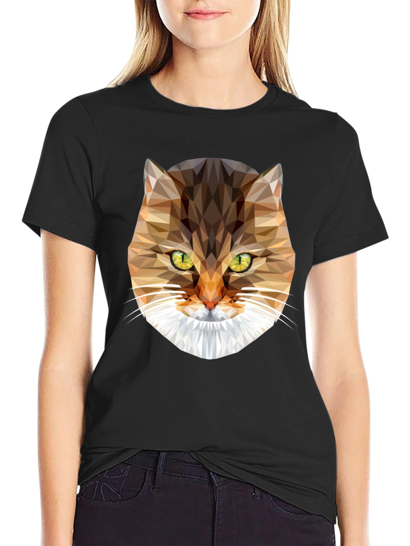 Geometric Cat Graphic T-Shirt