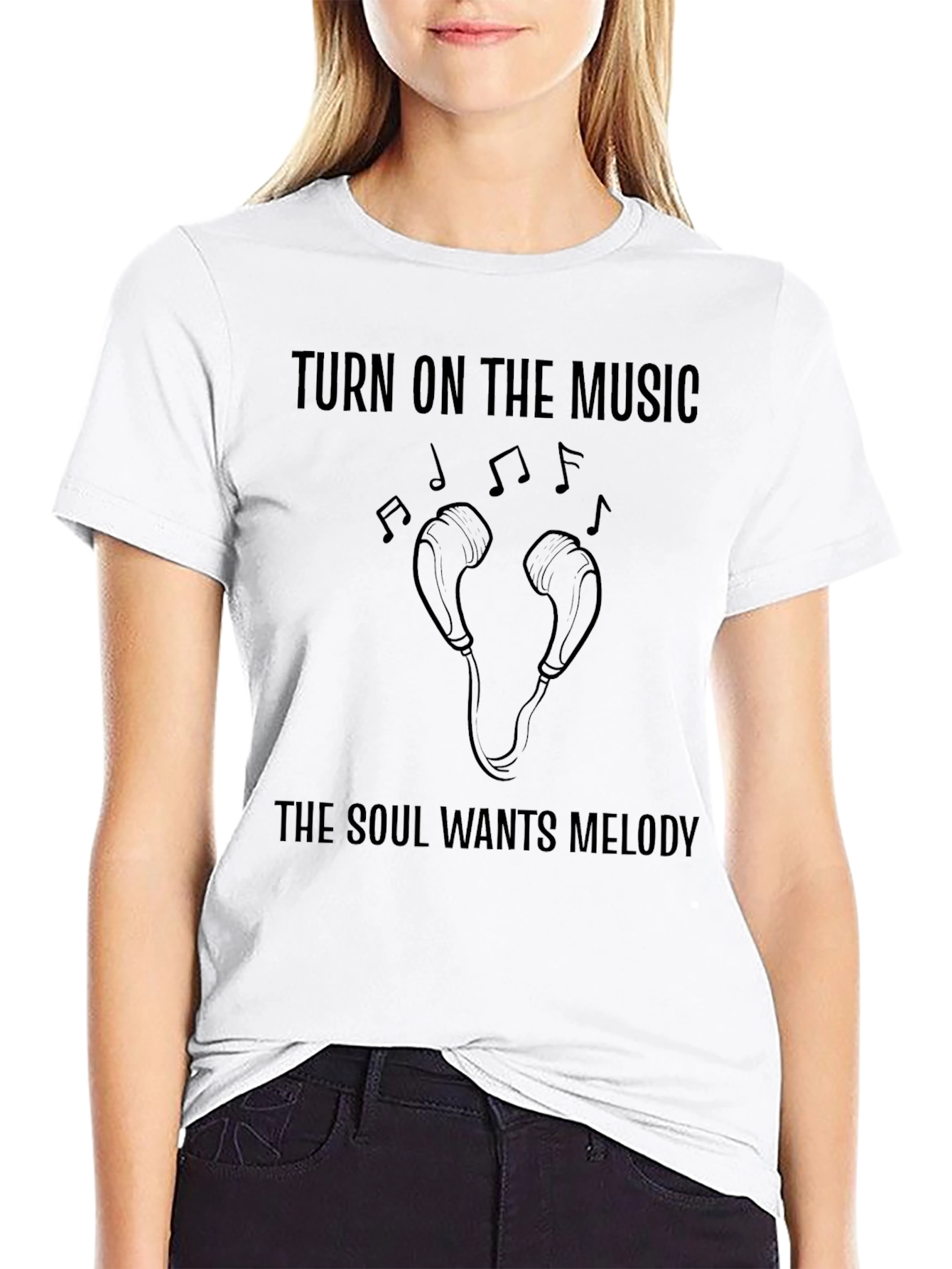 Turn on Music Soul Wants Melody Graphic Tee