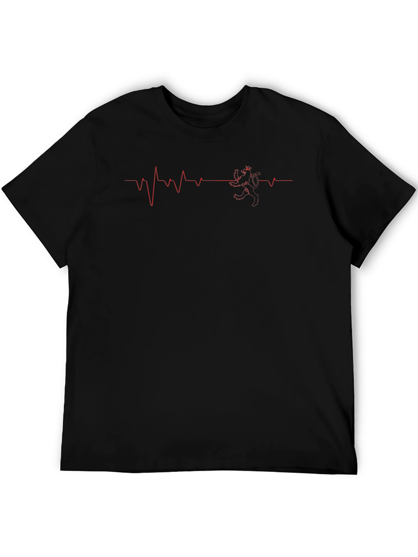 Heartbeat Lion Graphic Tee - Stylish Black T-Shirt