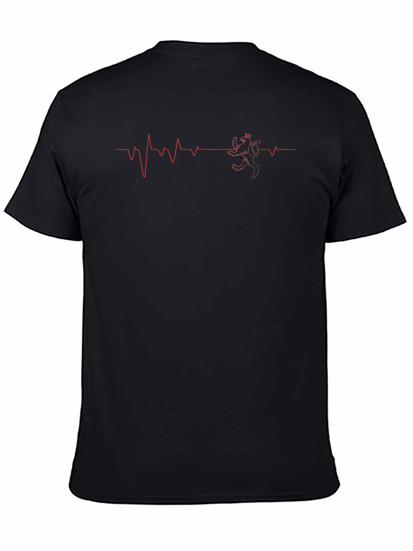Heartbeat Lion Graphic Tee - Stylish Black T-Shirt