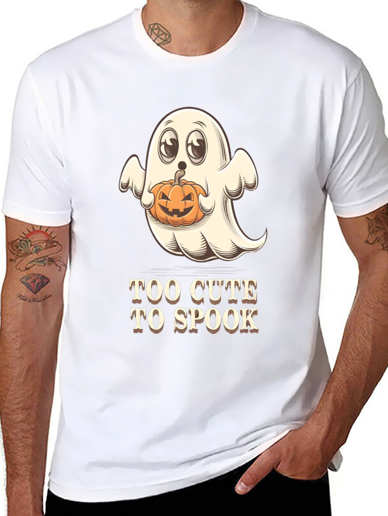Too Cute to Spook Halloween Ghost T-Shirt