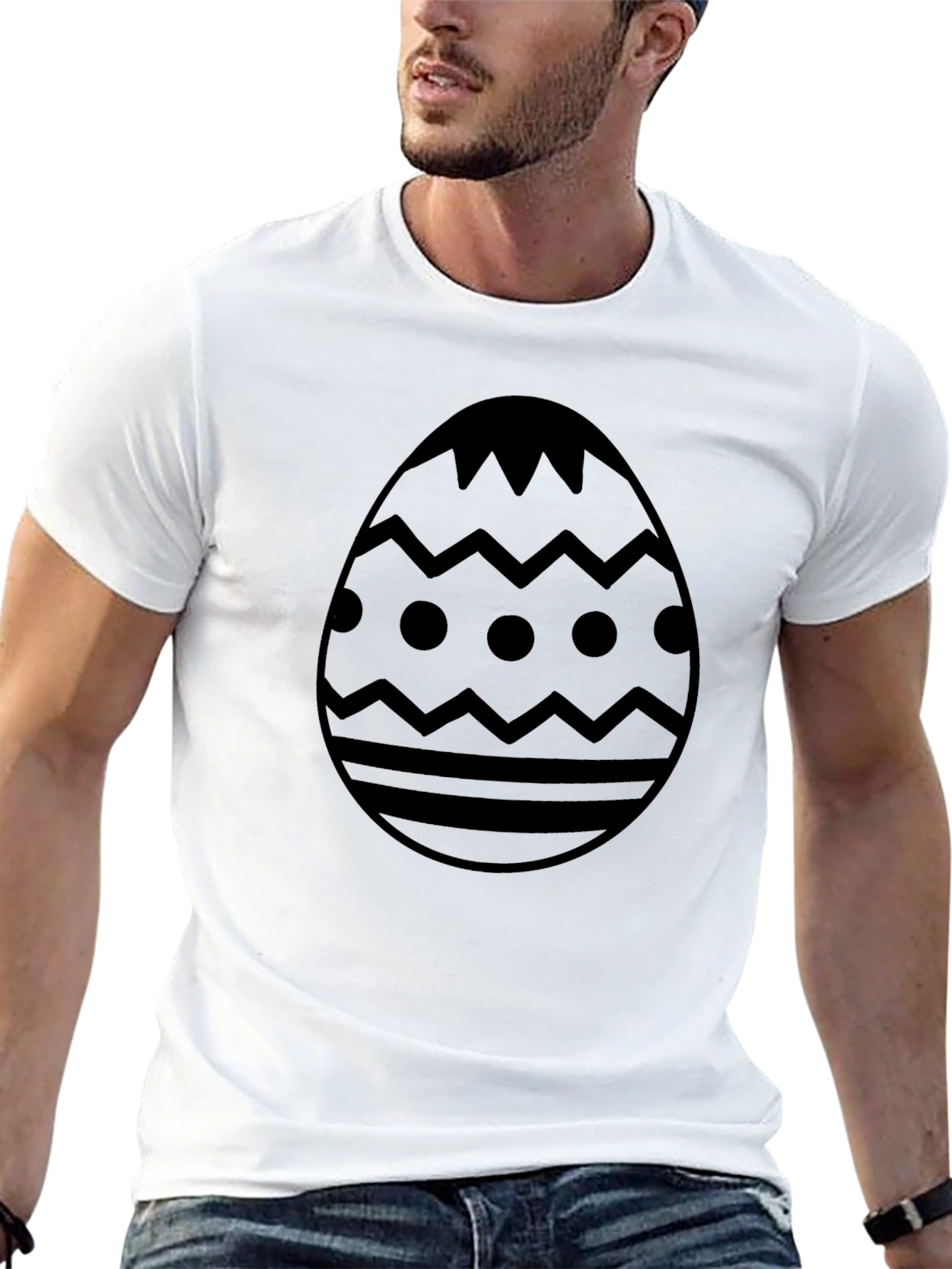 Easter Egg Graphic T-Shirt - Black Crew Neck Tee
